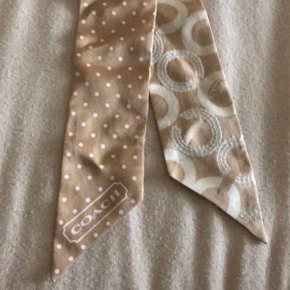 Coach Sequined Scarf Twilly Tan & Beige - Picture 5 of 5